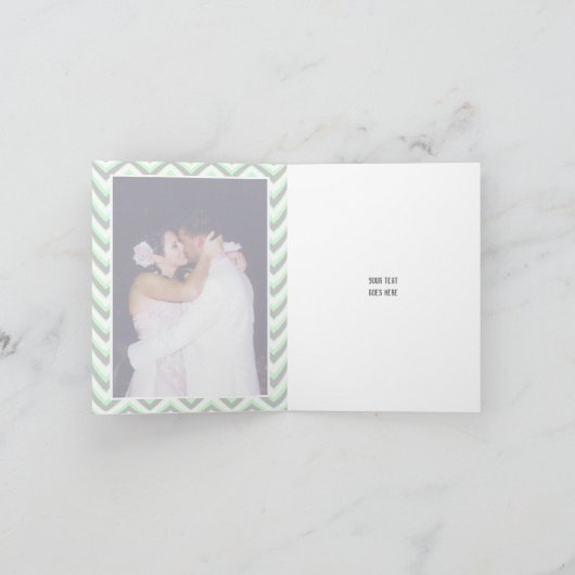 Moderne chevron grijs, mintgroene trouw Dank je we Bedankkaart (Binnen)