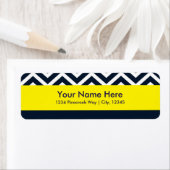 Moderne Chevron Navy Blauwe Gele Adreslabels Etiket (Insitu)