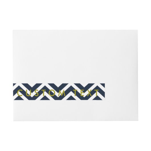 Moderne Chevron Navy Blauwe Witte Omslaglabels Omwikkelbaar Adreslabel (Voorkant)