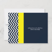 Moderne Chevron Navyblauwe & Gele Ontvangstkaart Kaart (Achterkant)