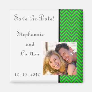 Moderne Chevron Neon Groene/Grijze Aankondigingsma Magneet