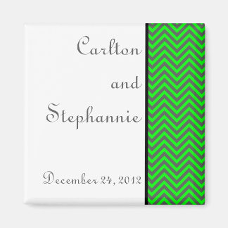 Moderne Chevron Neon Groene/Grijze Huwelijksmagnee Magneet