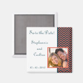 Moderne Chevron Neon koraal/marine aankondiging ma Magneet (Voorkant / Achterkant)