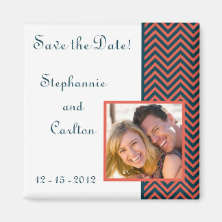 Moderne Chevron Neon koraal/marine aankondiging ma Magneet