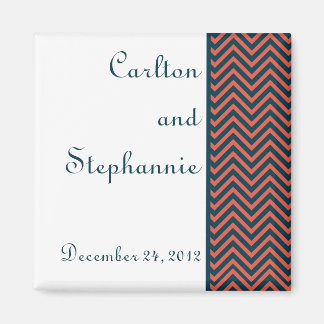 Moderne Chevron Neon koraal/marine bruiloft magnee Magneet