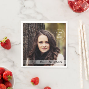 Moderne Chevron Overlay Volledige Foto Afstuderen Servet