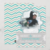 Moderne chevron patroon Kerst platte foto kaart (Voorkant / Achterkant)
