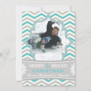 Moderne chevron patroon Kerst platte foto kaart