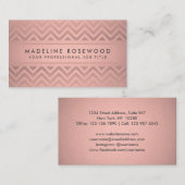 Moderne Chevron Pattern Elegant Roos Gold Faux Fol Visitekaartje (Voorkant / Achterkant)