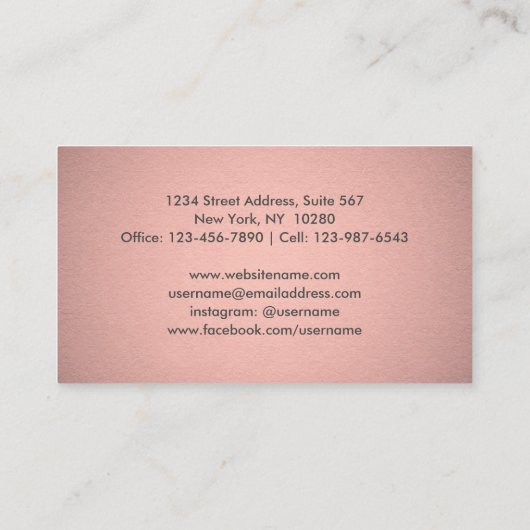 Moderne Chevron Pattern Elegant Roos Gold Faux Fol Visitekaartje (Achterkant)