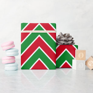 Moderne Chevron Strepen Rood Groen Xmas Cadeaupapier