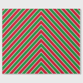 Moderne Chevron Strepen Rood Groen Xmas Cadeaupapier (Vlak)