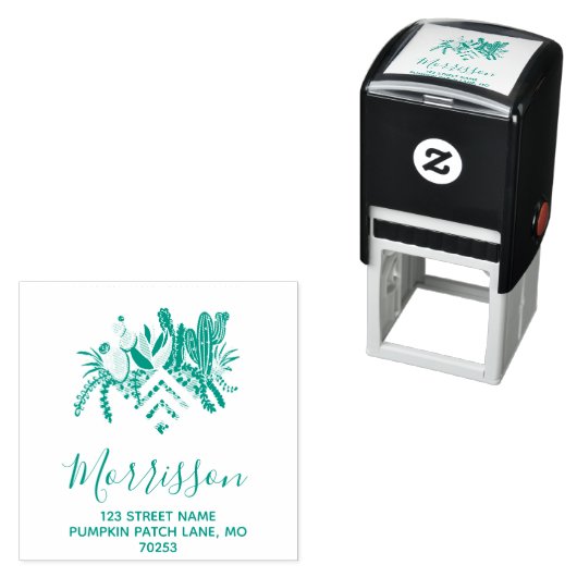 Moderne Chevron vetplanten & cactus Zelfinktende Stempel (In situ)