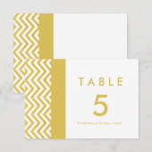 Moderne Chevron Wit & Goud Tafelnummerkaart Kaart (Voorkant / Achterkant)