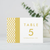 Moderne Chevron Witte & Gouden Tafel Nummerkaart Kaart (Staand voorkant)