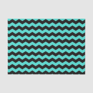 Moderne Chevron Zigzag Zwart en Turquoise Blauw Tissuepapier