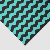 Moderne Chevron Zigzag Zwart en Turquoise Blauw Tissuepapier (Detail)