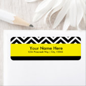 Moderne Chevron Zwart & Geel Adresetiketten Etiket (Insitu)