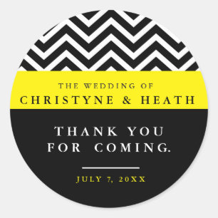 Moderne Chevron Zwart Geel Elegante Feest Sticker