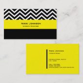 Moderne Chevron Zwart & Geel Glam Zakelijke Kaart Visitekaartje (Voorkant / Achterkant)