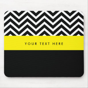 Moderne Chevron Zwarte & Gele Trendy Muismat