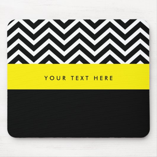 Moderne Chevron Zwarte & Gele Trendy Muismat (Voorkant)