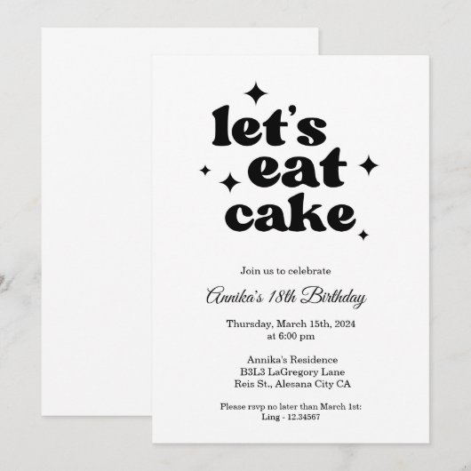 Moderne Chic 18e verjaardag uitnodiging minimalist (Voorkant / Achterkant)