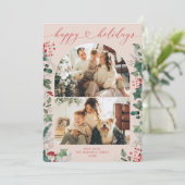 Moderne Chic 2 Foto Groenelementen Feestdagenkaart (Staand voorkant)