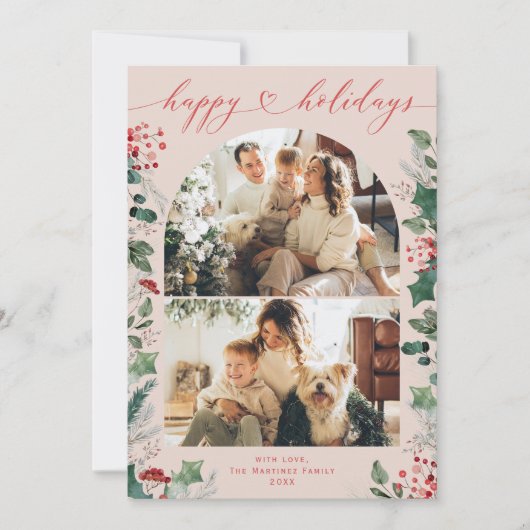 Moderne Chic 2 Foto Groenery  Feestdagenkaart (Voorkant)