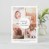 Moderne Chic 4 Foto Baby Shower Dankjewel (Staand voorkant)