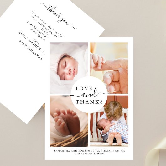 Moderne Chic 4 Foto Baby Shower Dankjewel