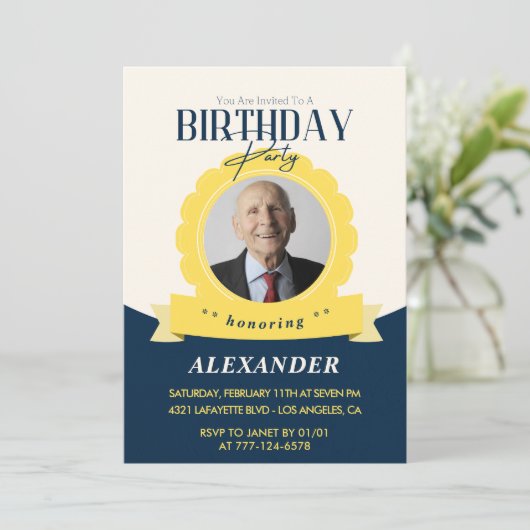 Moderne Chic 97e verjaardag uitnodiging (Staand voorkant)