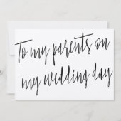 Moderne Chic "Aan mijn ouders op mijn trouwdag" Kaart (Voorkant)