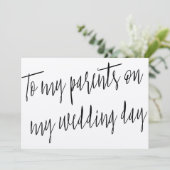 Moderne Chic "Aan mijn ouders op mijn trouwdag" Kaart (Staand voorkant)