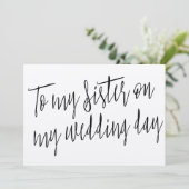 Moderne Chic "Aan mijn zus op mijn trouwdag" Kaart (Staand voorkant)