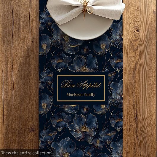 Moderne Chic Aangepaste Naam Bloemtafel Linnen Medium Tafelloper