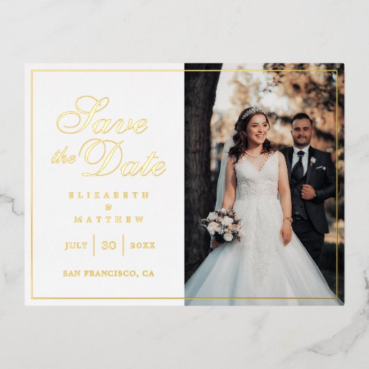 Moderne chic Afbeelding Wedding Save the Date Folie Uitnodiging Briefkaart (Voorkant)