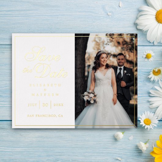 Moderne chic Afbeelding Wedding Save the Date Folie Uitnodiging Briefkaart