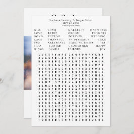 Moderne chic Al White Wedding Word Search Save Dat Kaart