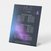 Moderne Chic Amethyst Nagelservice Menu Prijslijst Reclamebord Met Voetstuk (Voorkant)