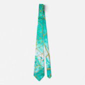 Moderne Chic Aqua Blue Waterverf en Gold Stropdas (Voorkant)