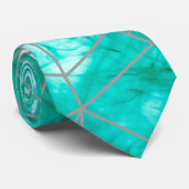 Moderne Chic Aqua Blue Waterverf en Silver Stropdas (Opgerold)