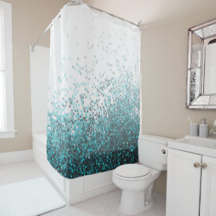 Moderne Chic Aqua Green Blauwgroen Silver Glitter  Douchegordijn