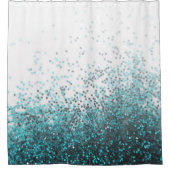 Moderne Chic Aqua Green Blauwgroen Silver Glitter  Douchegordijn (Voorkant)