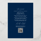 Moderne Chic Beach Palm & RSVP QR Code Weddenschap Folie Uitnodiging (Achterkant)