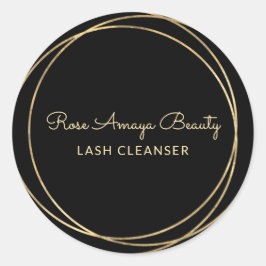 Moderne Chic Black en Gold Script Lash Cleanser Ronde Sticker