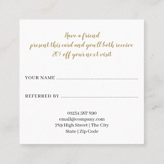 Moderne Chic Black en White Striped Gold Script Aanbevelingskaartje (Achterkant)