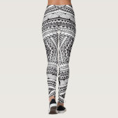 Moderne Chic Black en White Tribal Tattoo Pattern Leggings (Achterkant)
