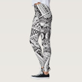Moderne Chic Black en White Tribal Tattoo Pattern Leggings (Links)