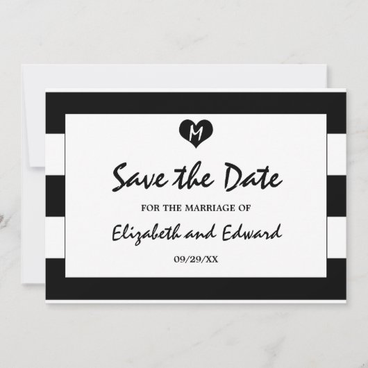 Moderne chic Black en White Wedding Save the Date (Voorkant)